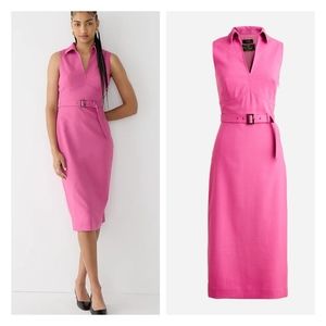 J. Crew Collared belted dress in Italian city wool